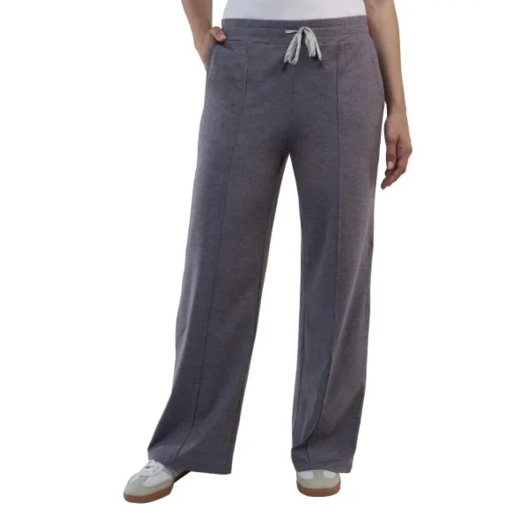 NEW Kirkland Signature Women's L Lightweight Pintuck Pants Wide Leg Black
